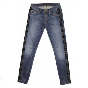 Women’s Juicy Couture Blue Slouchy Skinny Jeans w/ Stripe / Chain Side Detail 24